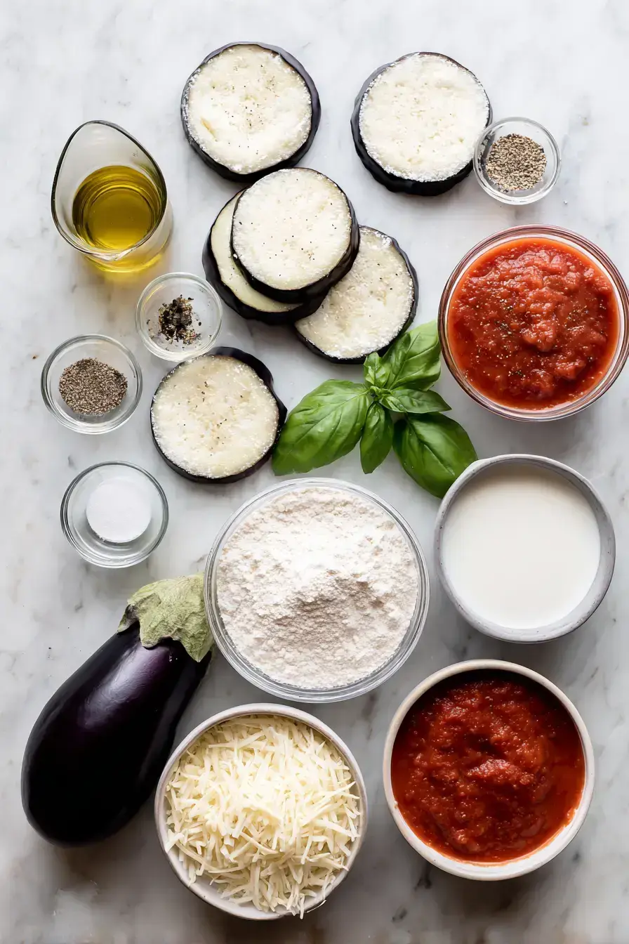 Eggplant Parmesan ingredients preparation