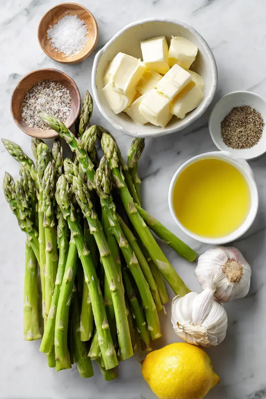 Garlic Browned Butter Asparagus ingredients preparation