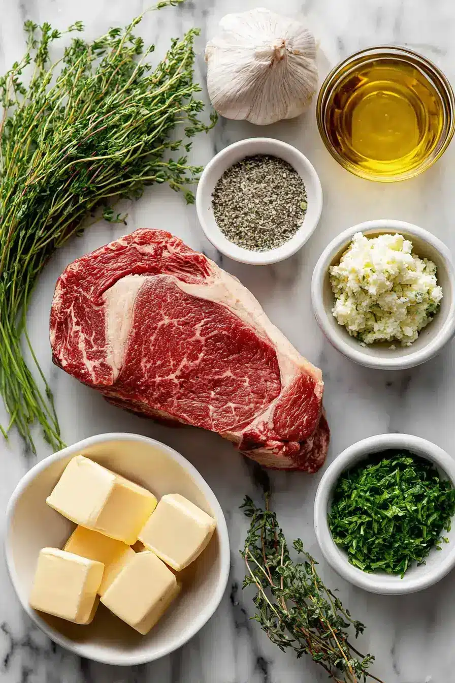 Garlic Butter Steak ingredients preparation