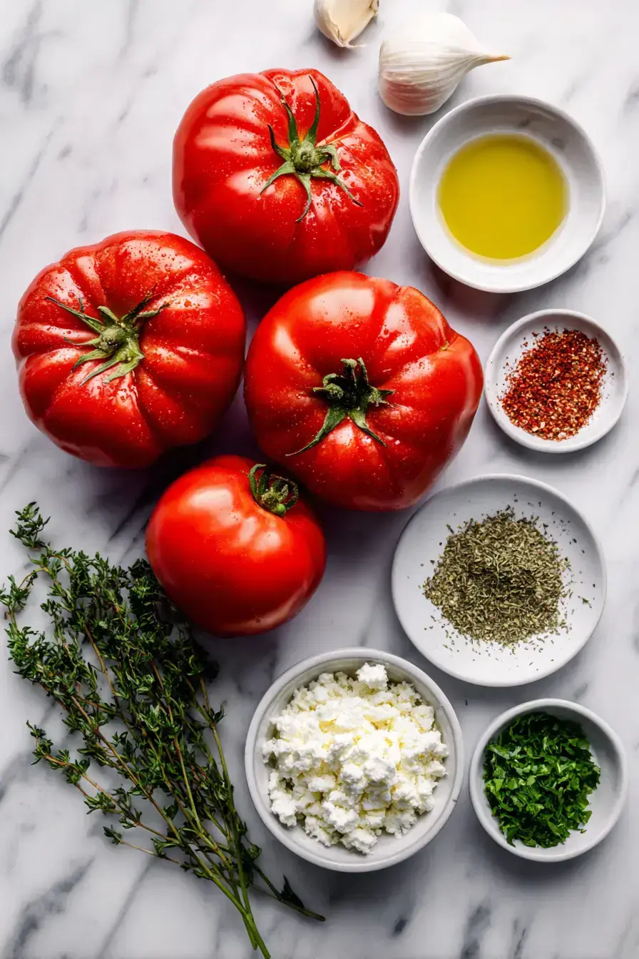 Greek Roasted Tomato ingredients preparation