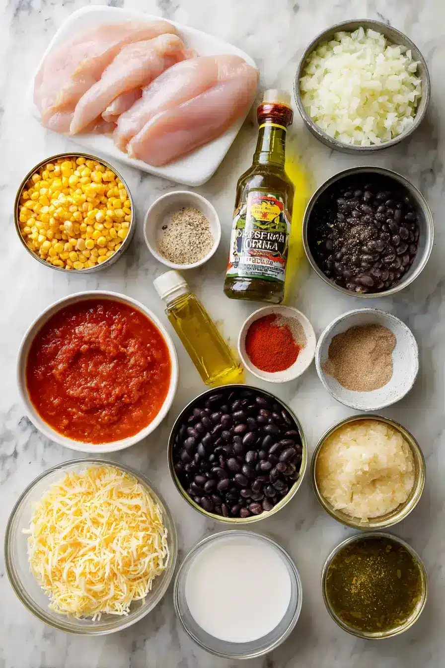 Green Chicken Enchilada Soup ingredients preparation