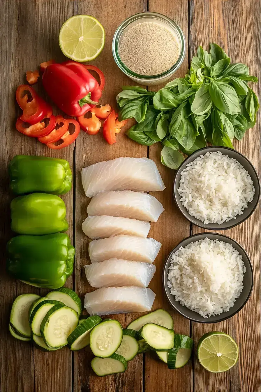 Green Curry Fish ingredients preparation