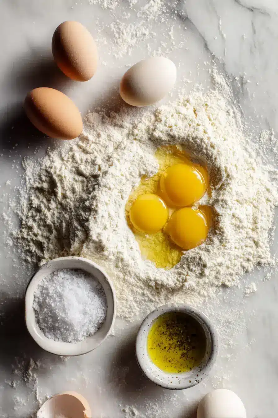 Homemade Pasta ingredients preparation