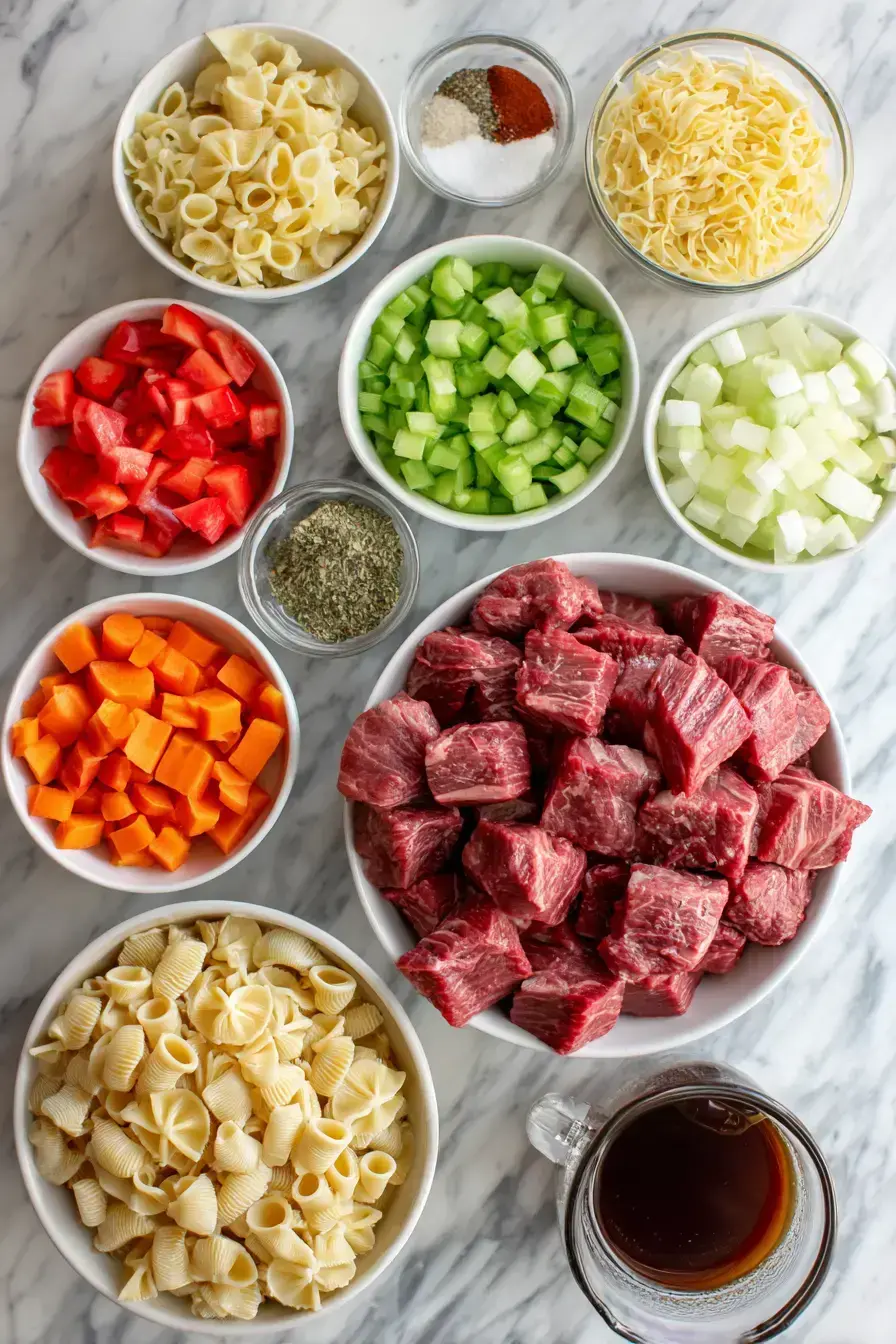 Italian Beef Soup ingredients preparation