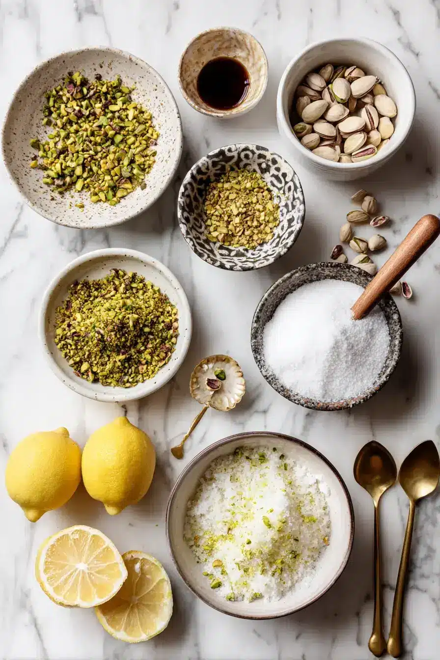 Lemon Pistachio Loaf ingredients preparation