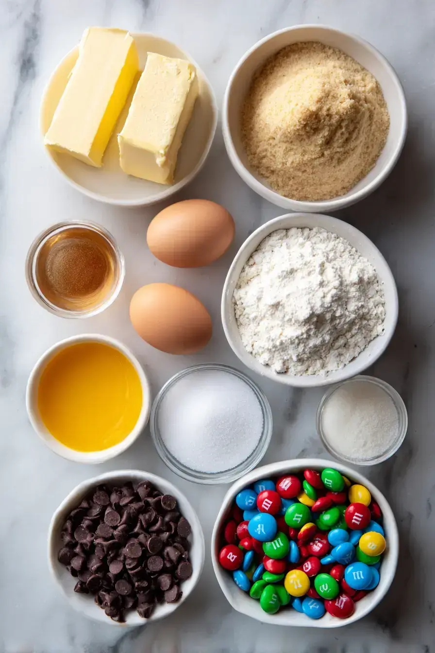 M&M Cookies ingredients preparation