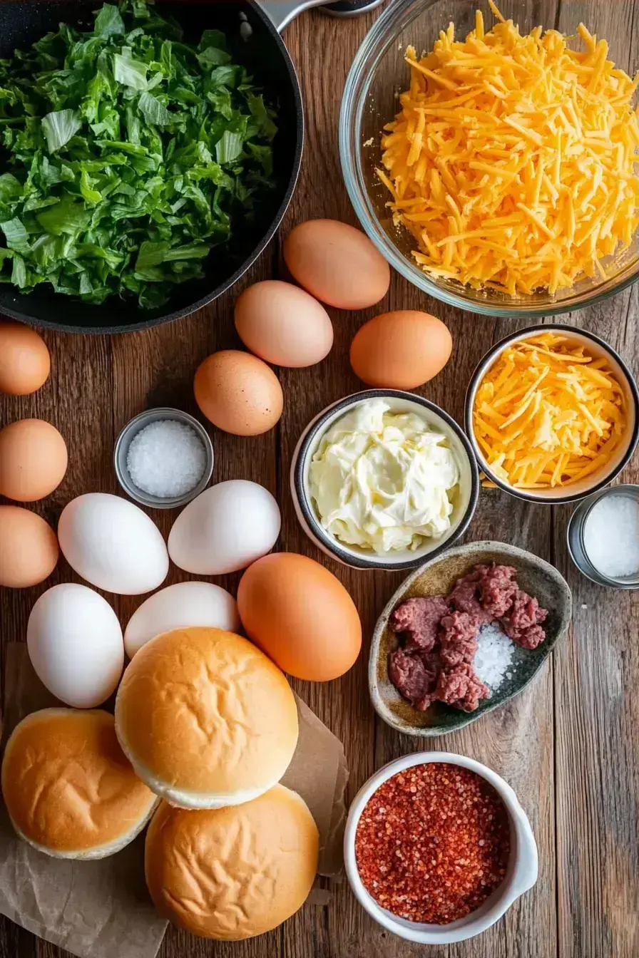 Mini Egg Burgers ingredients preparation