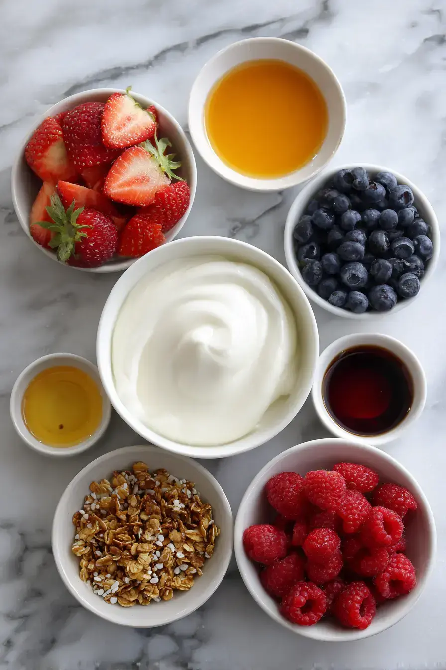 Mixed Berry Yogurt ingredients preparation
