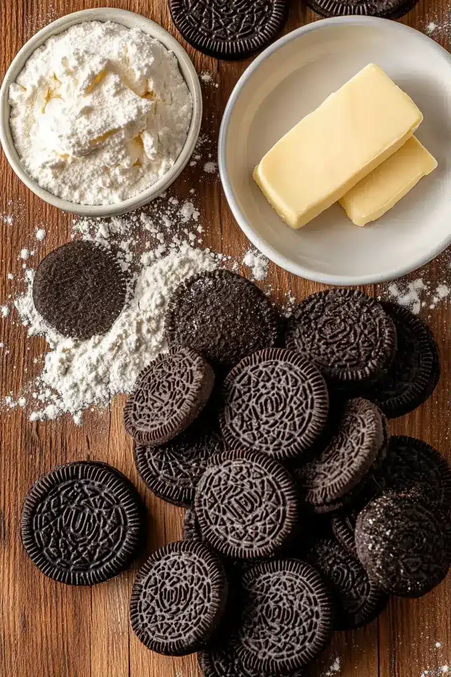 Oreo Pie Crust ingredients preparation