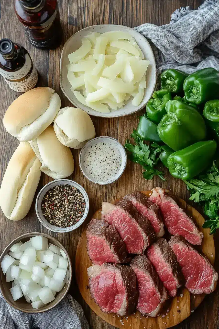 Philly Cheesesteak ingredients preparation