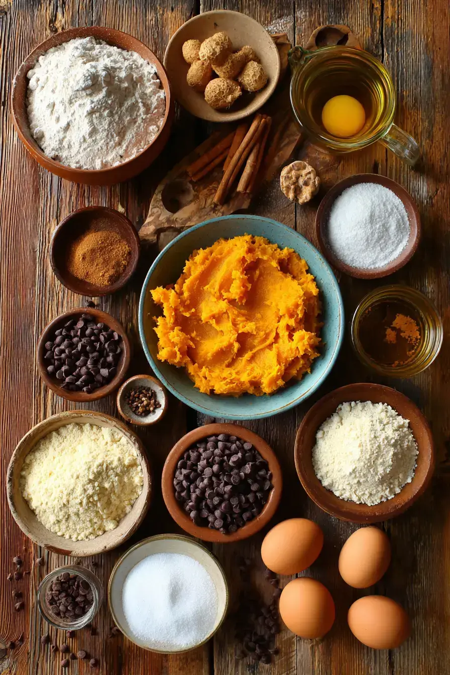 Pumpkin Chocolate Chip Muffins ingredients preparation