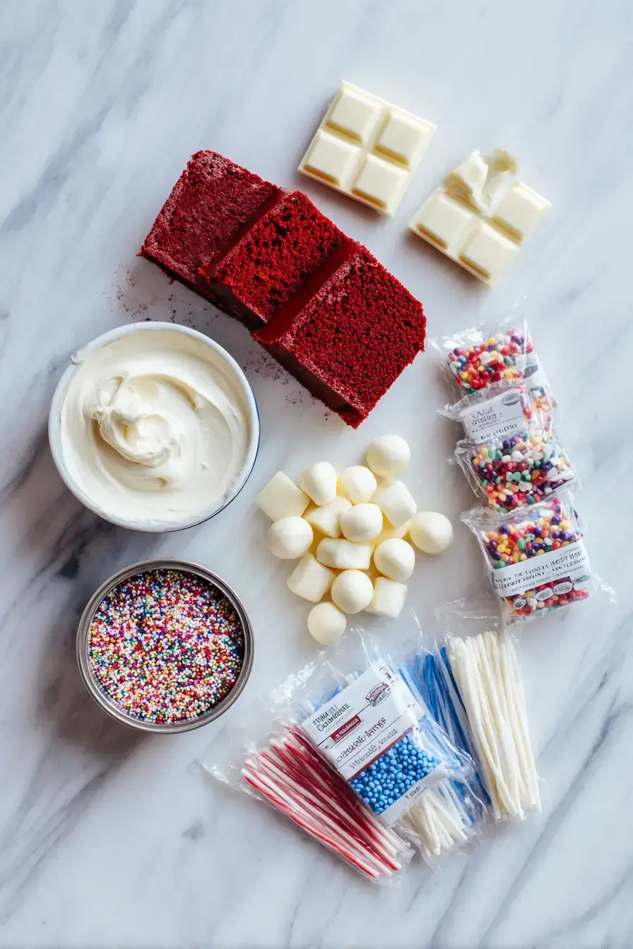 Red Velvet Cake Pops ingredients preparation