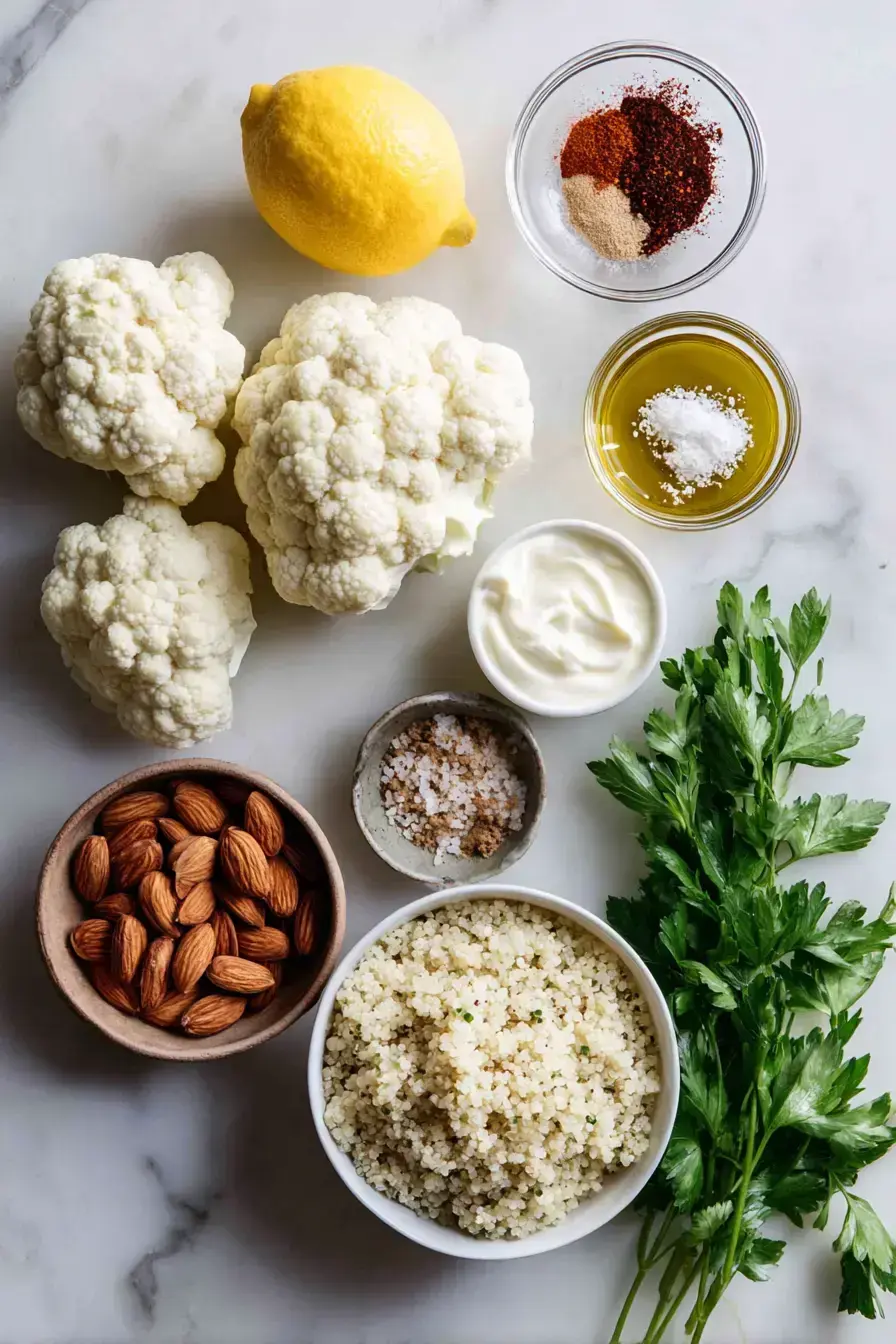 Roasted Cauliflower Bowl ingredients preparation