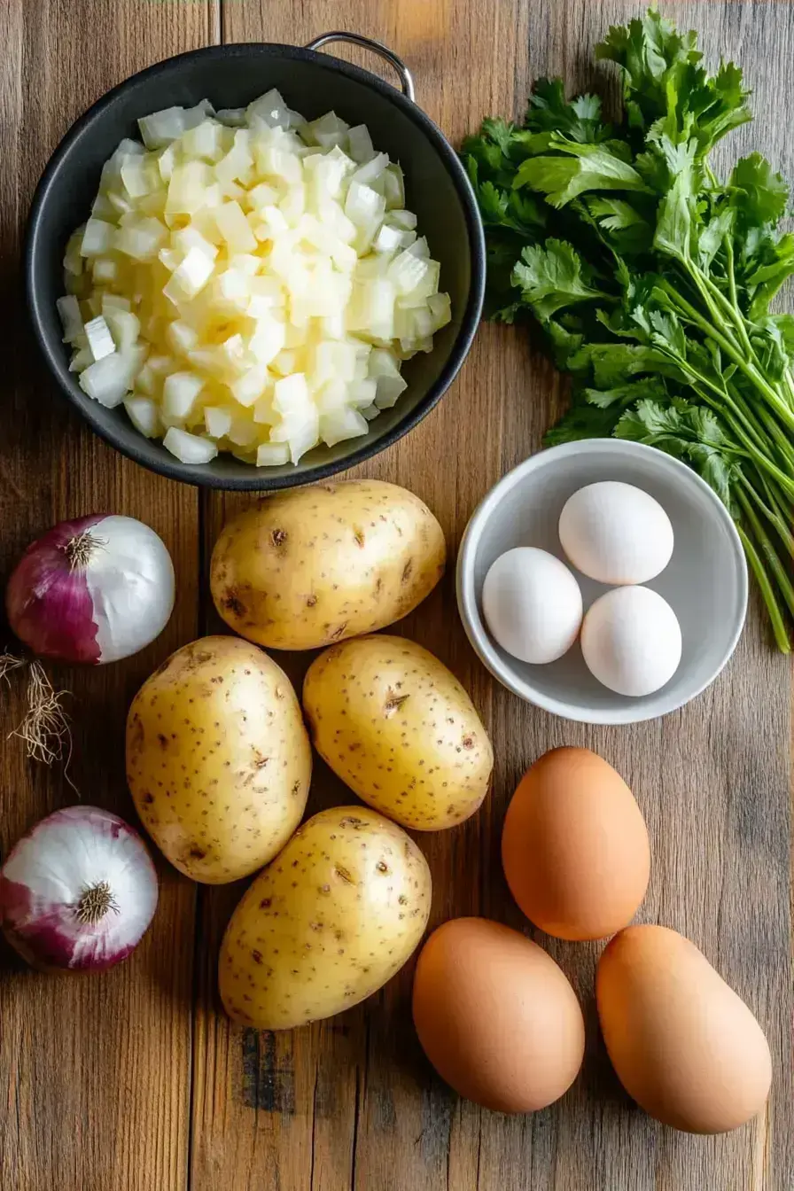 Spanish Omelette ingredients preparation