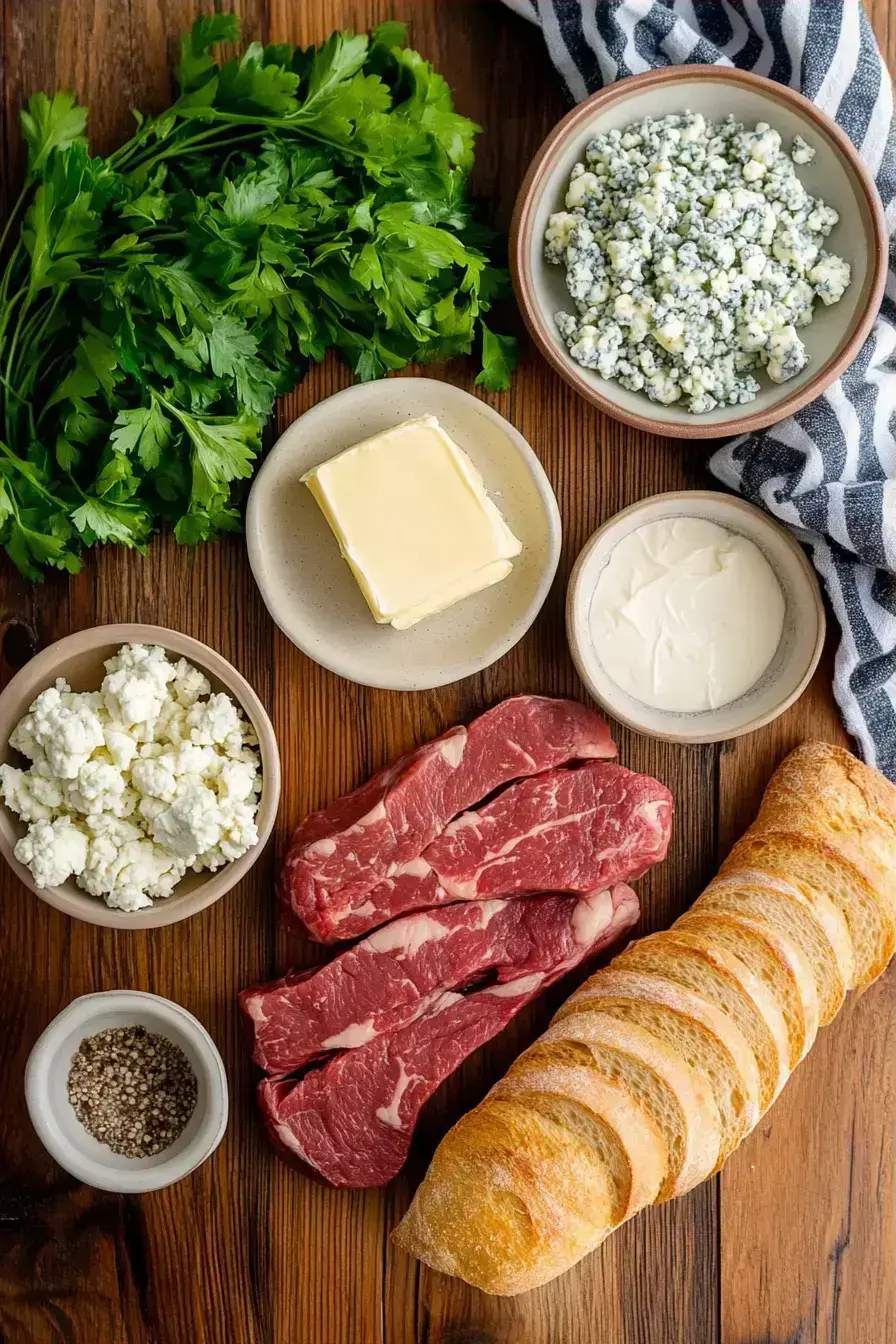 Steak Crostini ingredients preparation