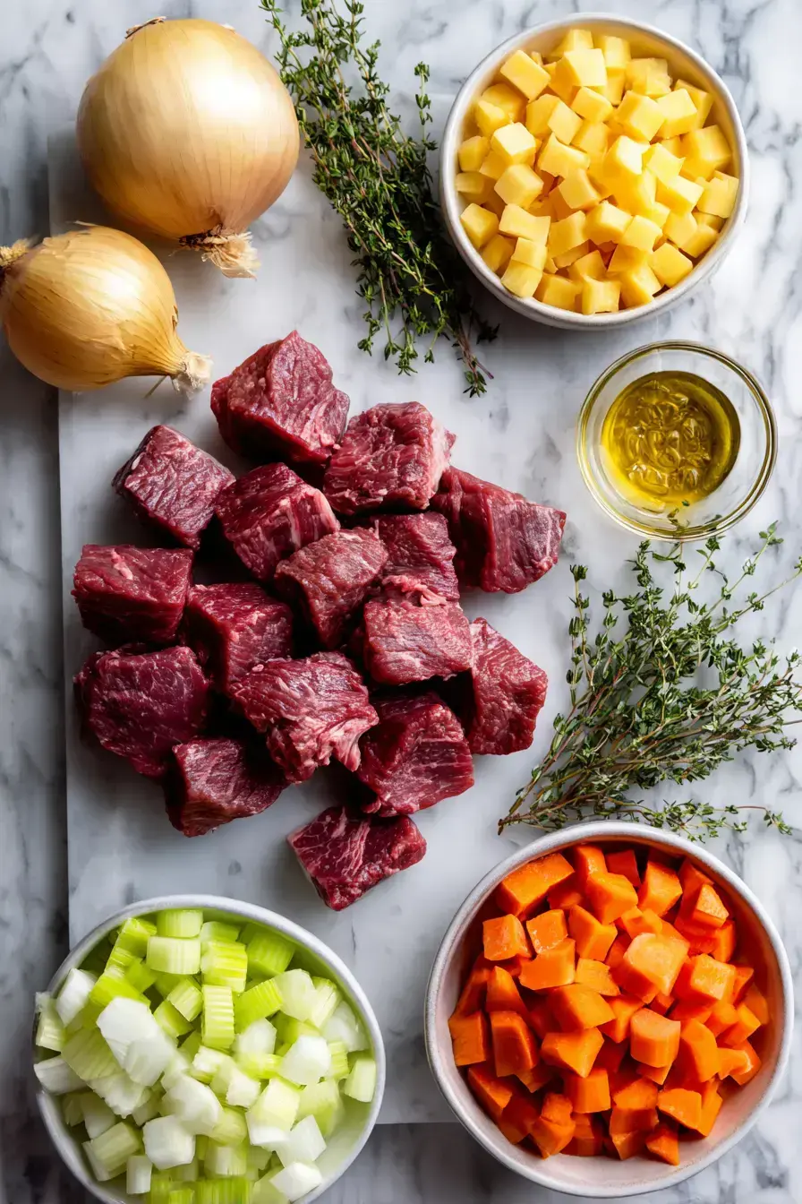 Steak Pie ingredients preparation