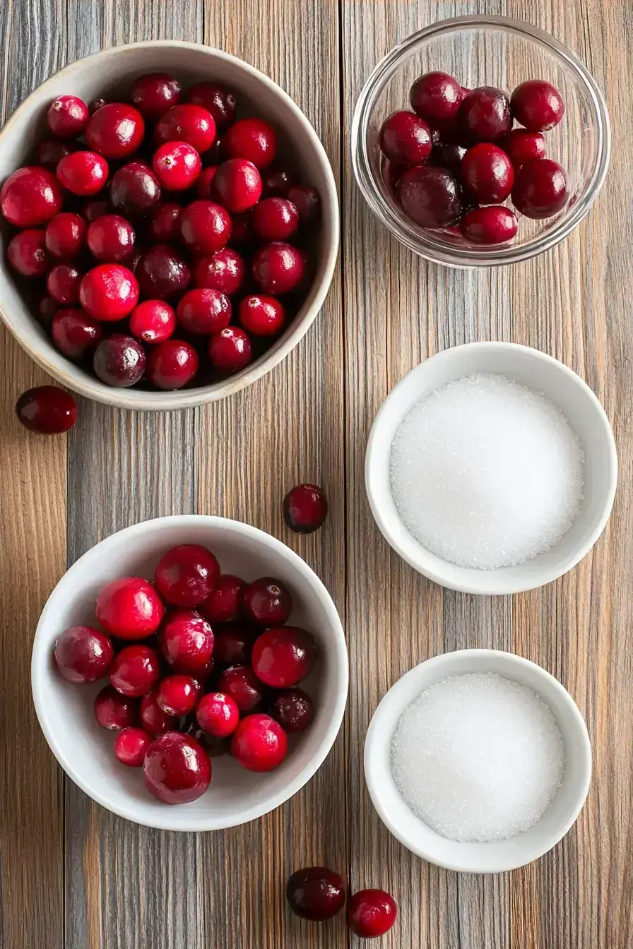 Sugared Cranberries ingredients preparation