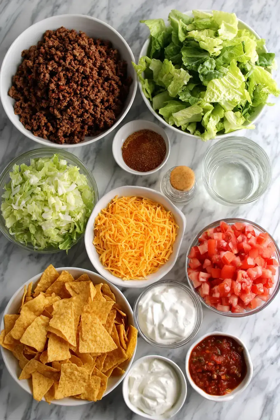Taco Salad ingredients preparation