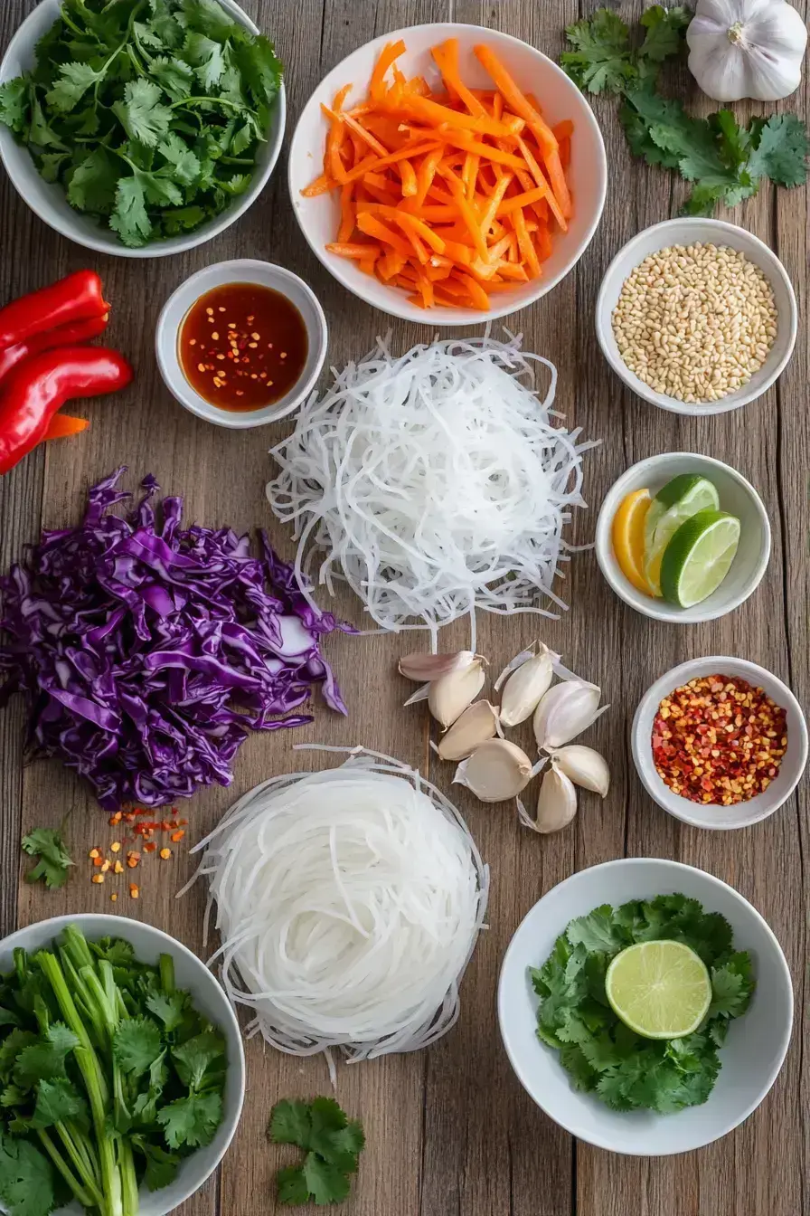 Thai Noodle Salad ingredients preparation