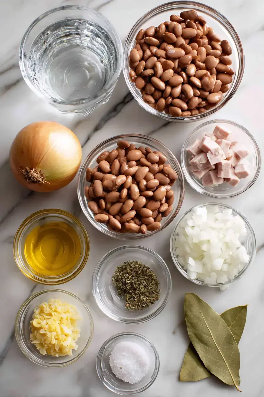 Traditional Tejano Pinto Beans ingredients preparation