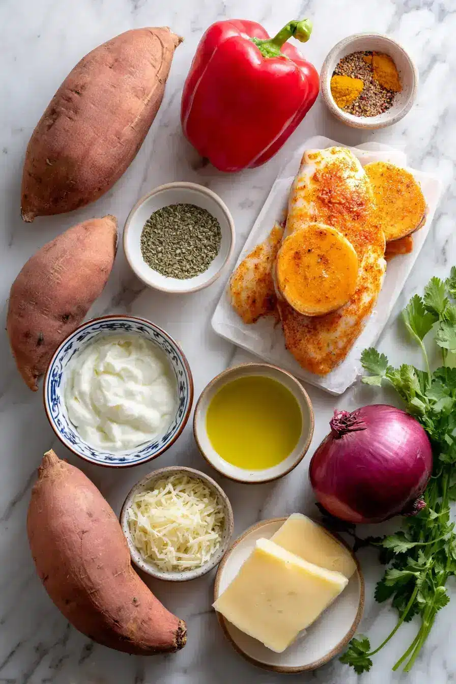 Twice Baked Sweet Potatoes Fajitas ingredients preparation