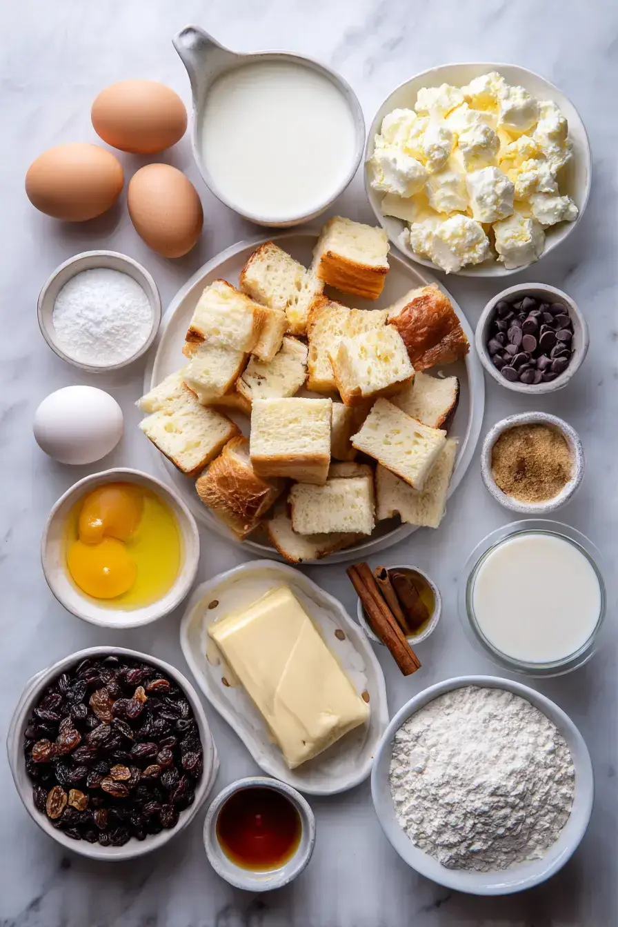 Vanilla Custard Bread Pudding ingredients preparation