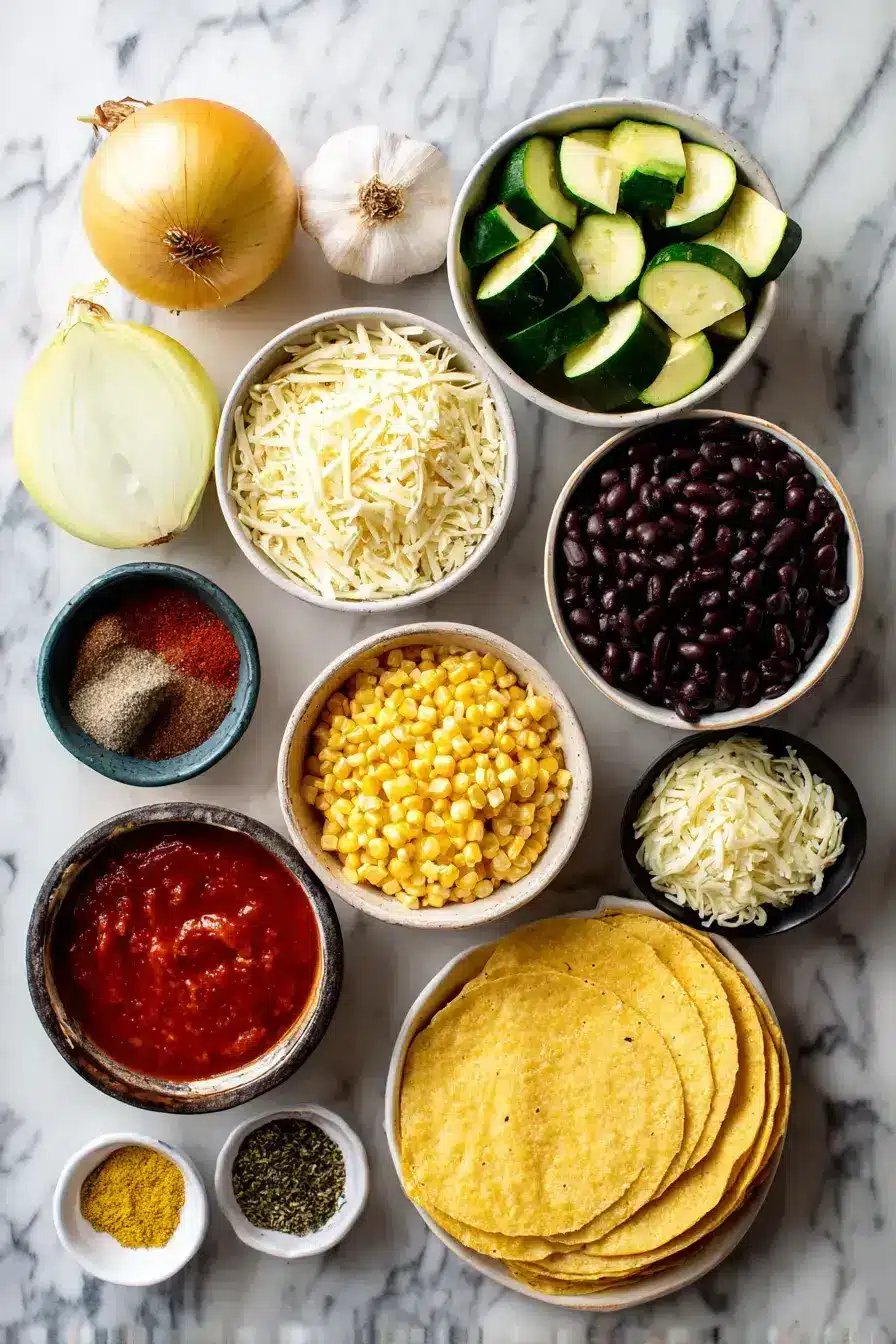 Vegetarian Enchiladas ingredients preparation