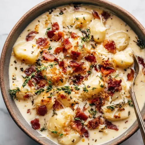 Easy Bacon Cheddar Gnocchi Soup