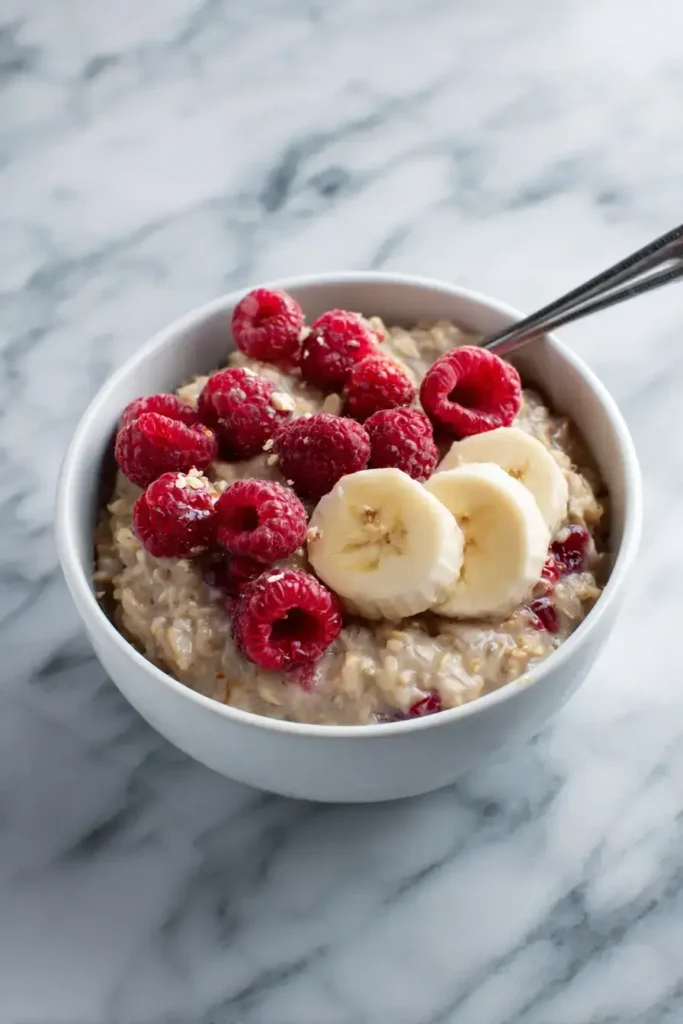 Easy Banana Raspberry Oatmeal