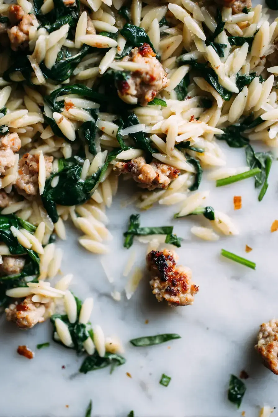 Chicken Sausage Orzo recipe finished dish