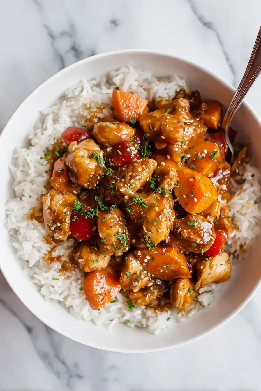 Chicken Sweet Potato Rice Bowl recipe finished dish
