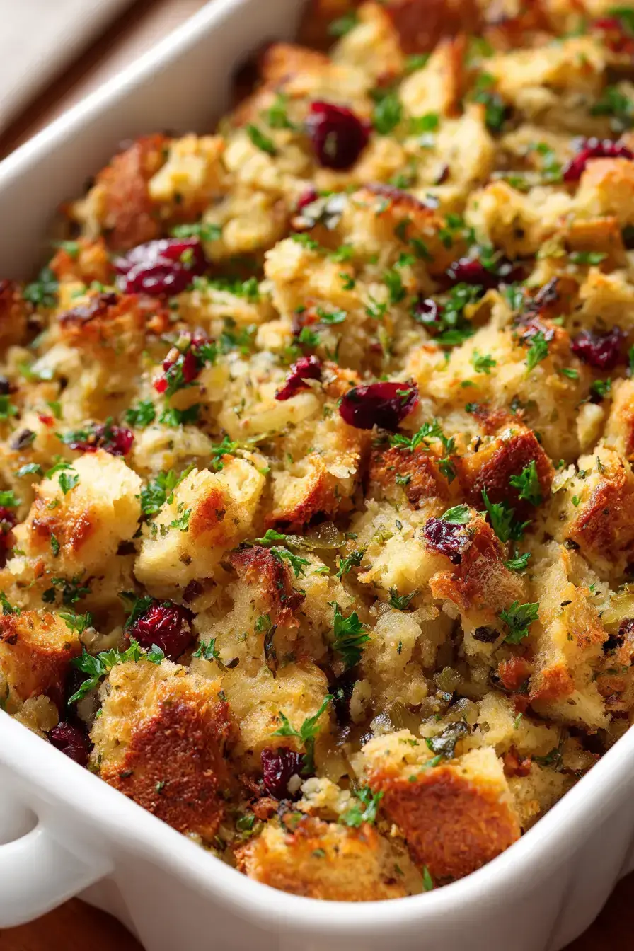 Cranberry Turkey Stuffing recipe finished dish