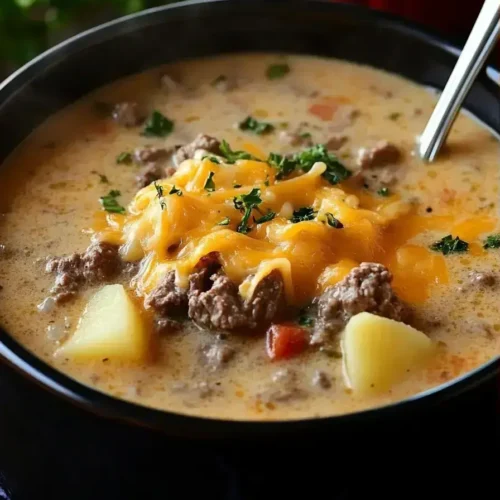 Easy Crockpot Cheeseburger Soup