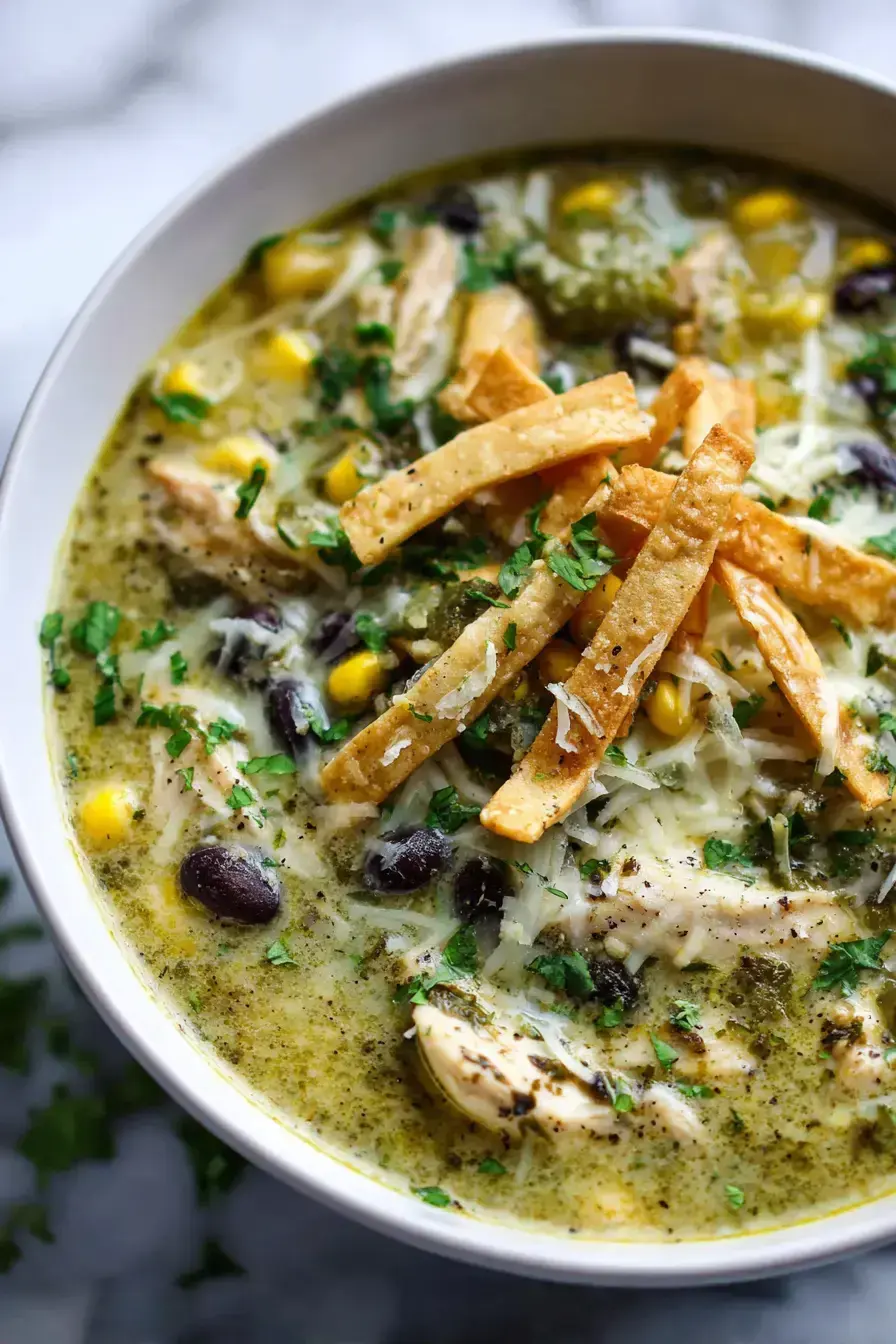 Green Chicken Enchilada Soup recipe finished dish