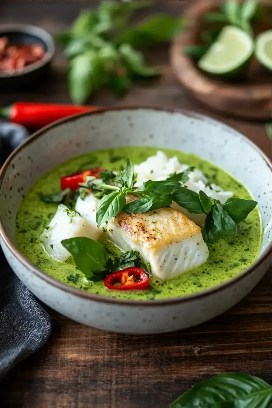 Green Curry Fish recipe finished dish