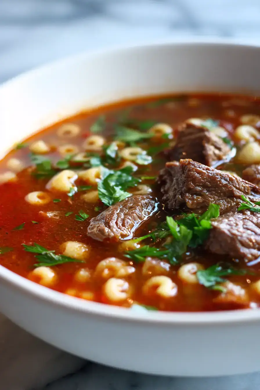Italian Beef Soup recipe finished dish