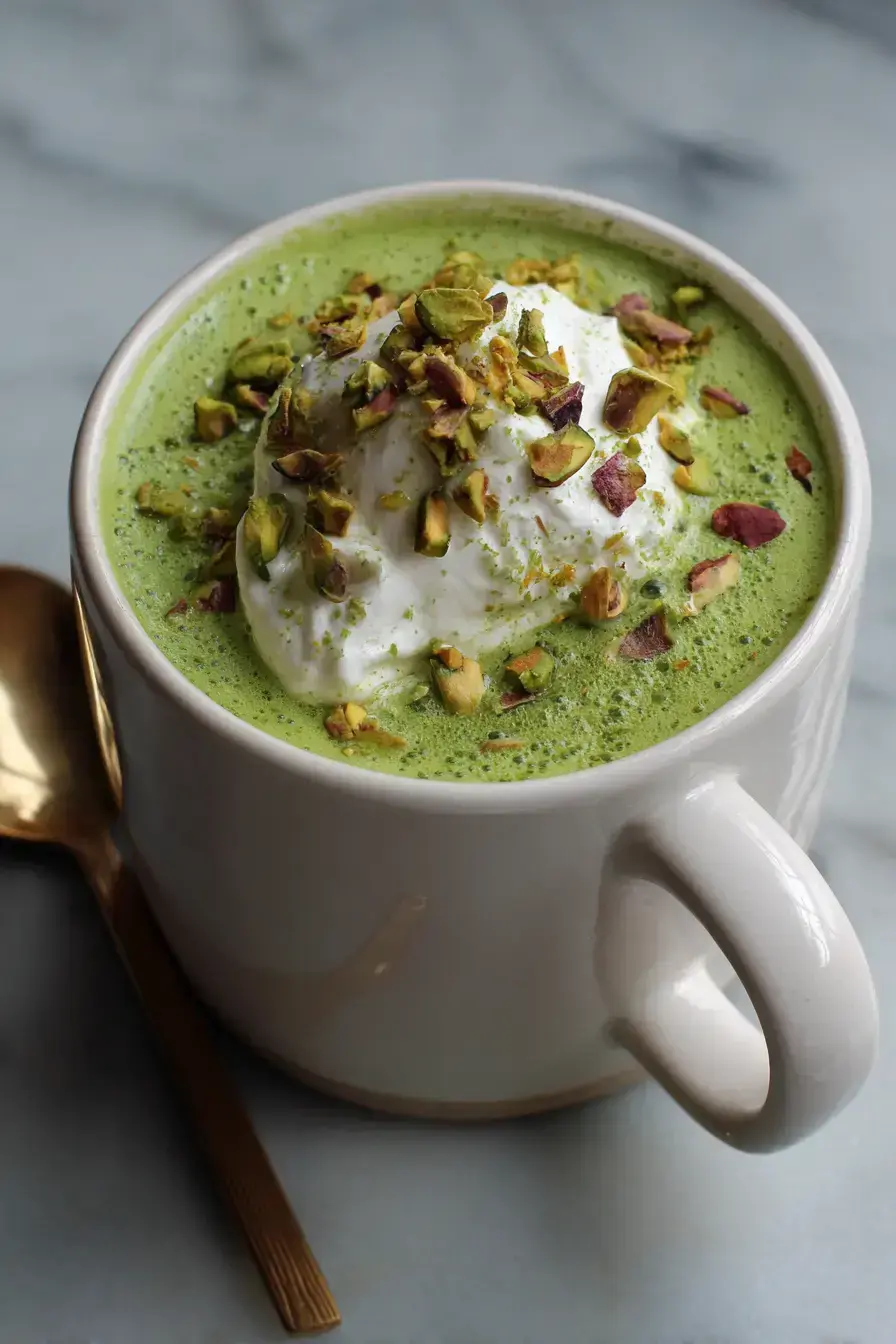 Pistachio Matcha Latte recipe finished dish