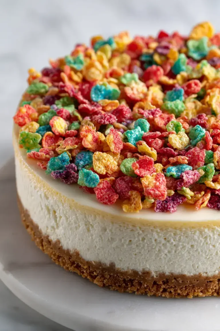 Easy Rainbow Cereal Cheesecake