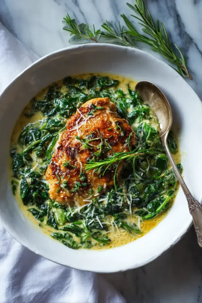 Golden Chicken Spinach Sauce
