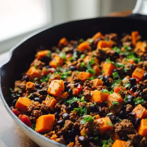 Easy Southwest Ground Beef And Sweet Potato Skillet