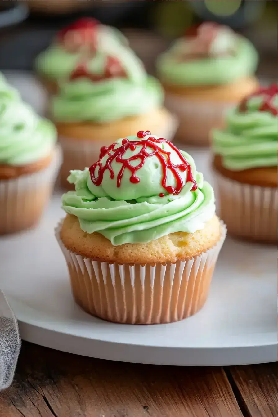 Zombie Brain Explosion Cupcakes recipe finished dish