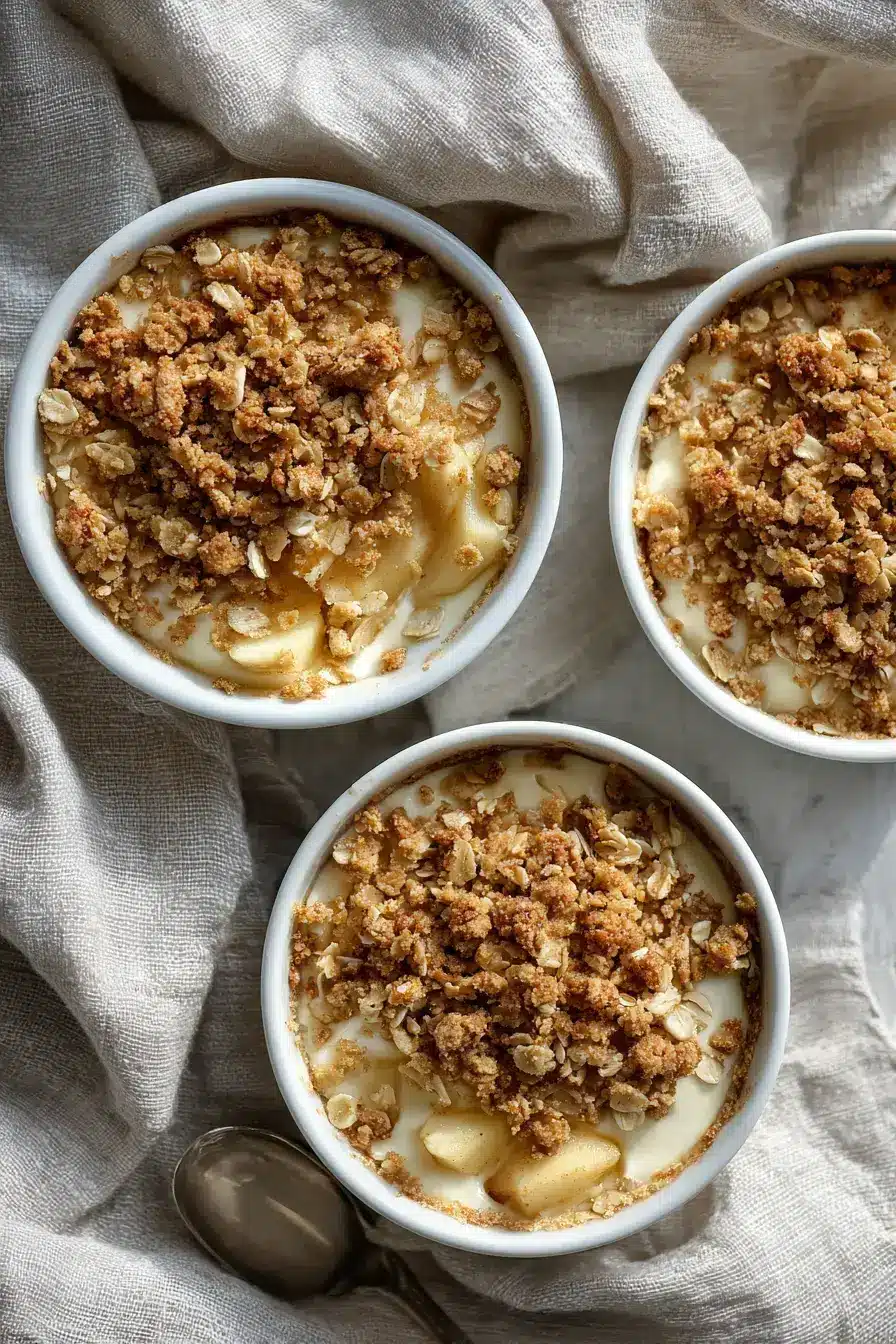 Apple Crisp Mini Cheesecakes serving presentation