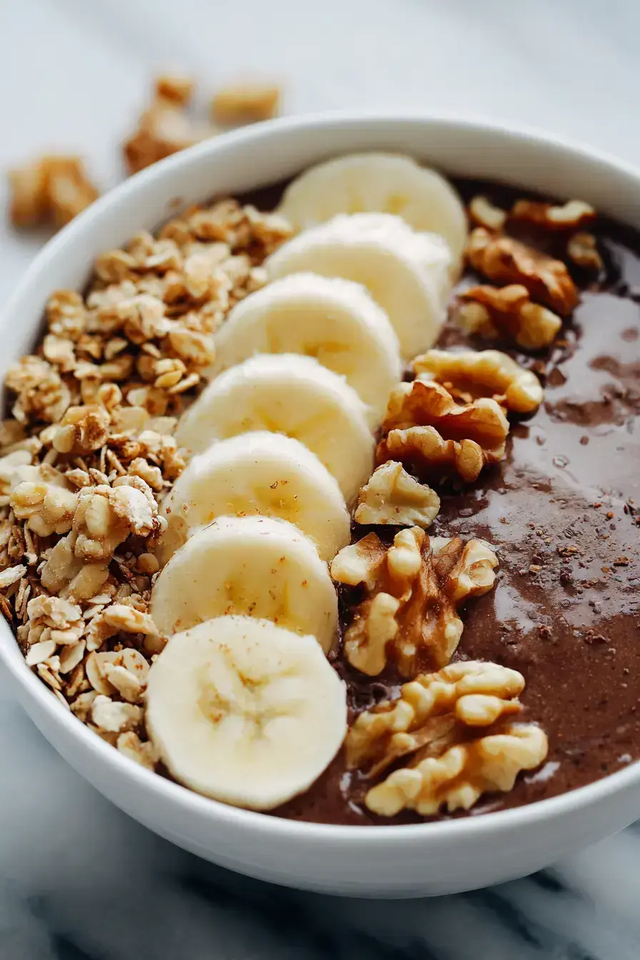 Banana Chocolate Yogurt Bowl serving presentation