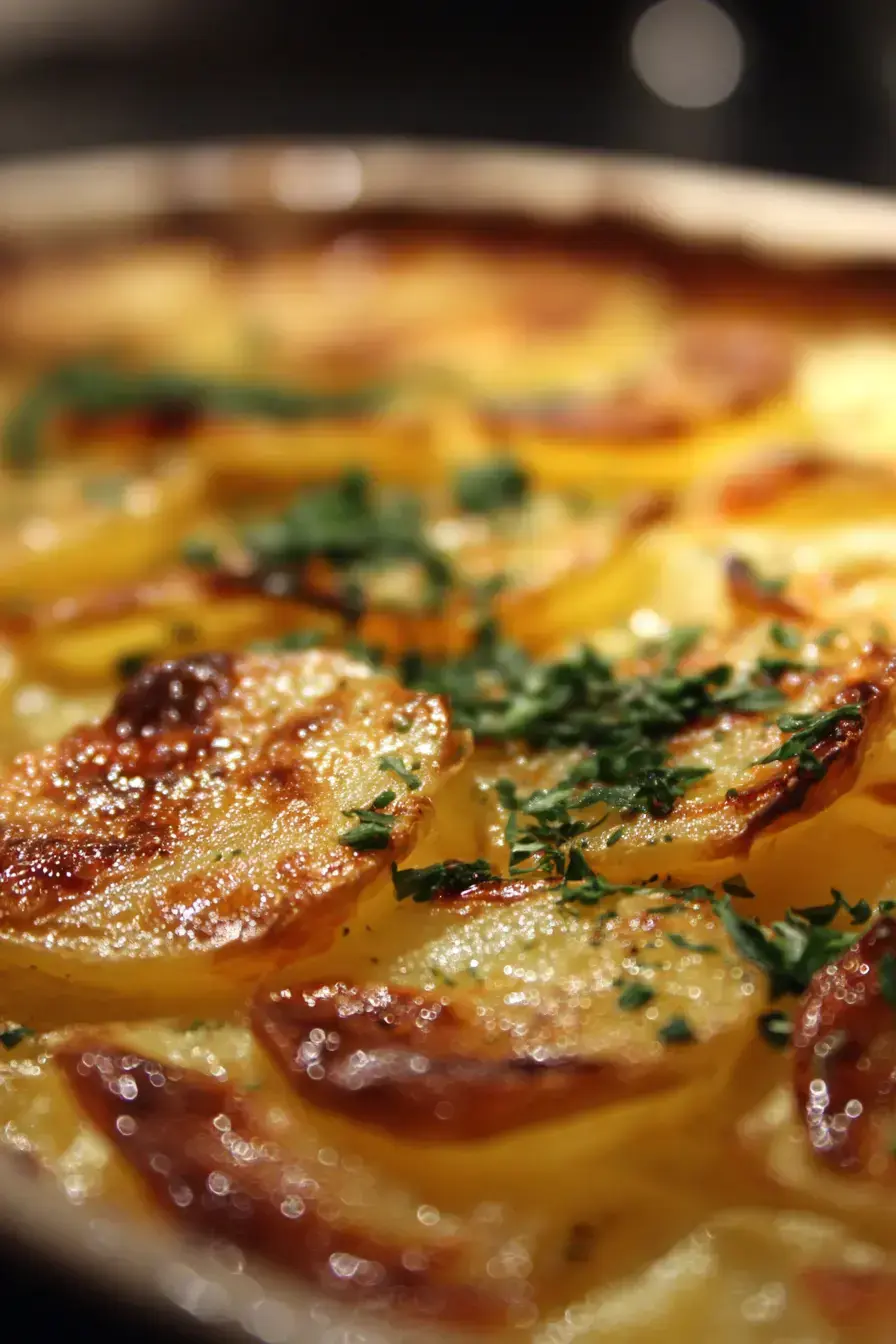 Boulangere Potatoes serving presentation