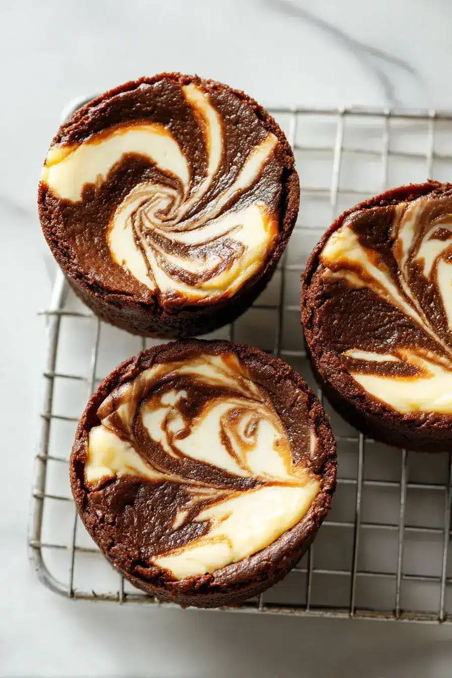 Brownie Cheesecake Cups serving presentation