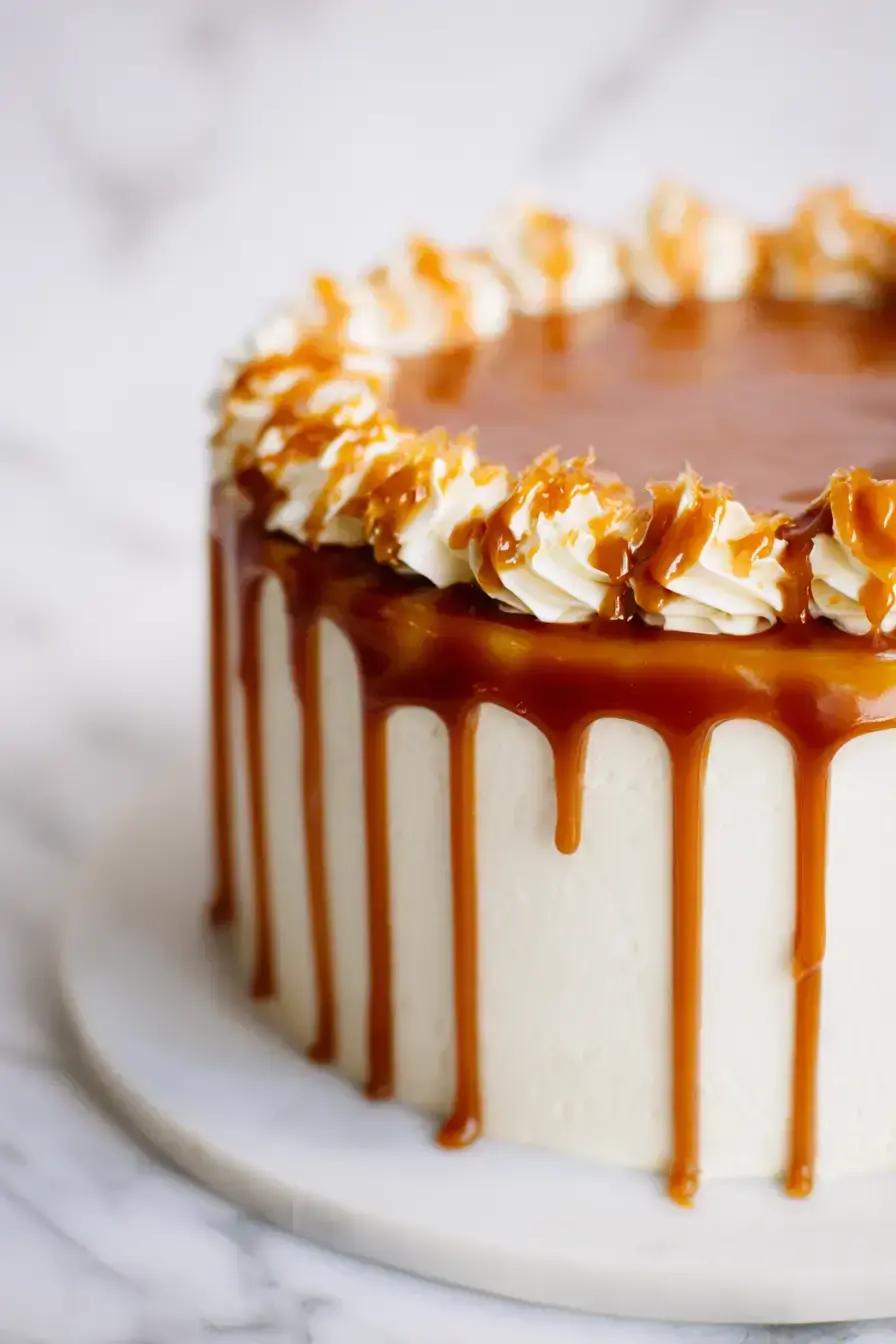Caramel Butterscotch Cake serving presentation