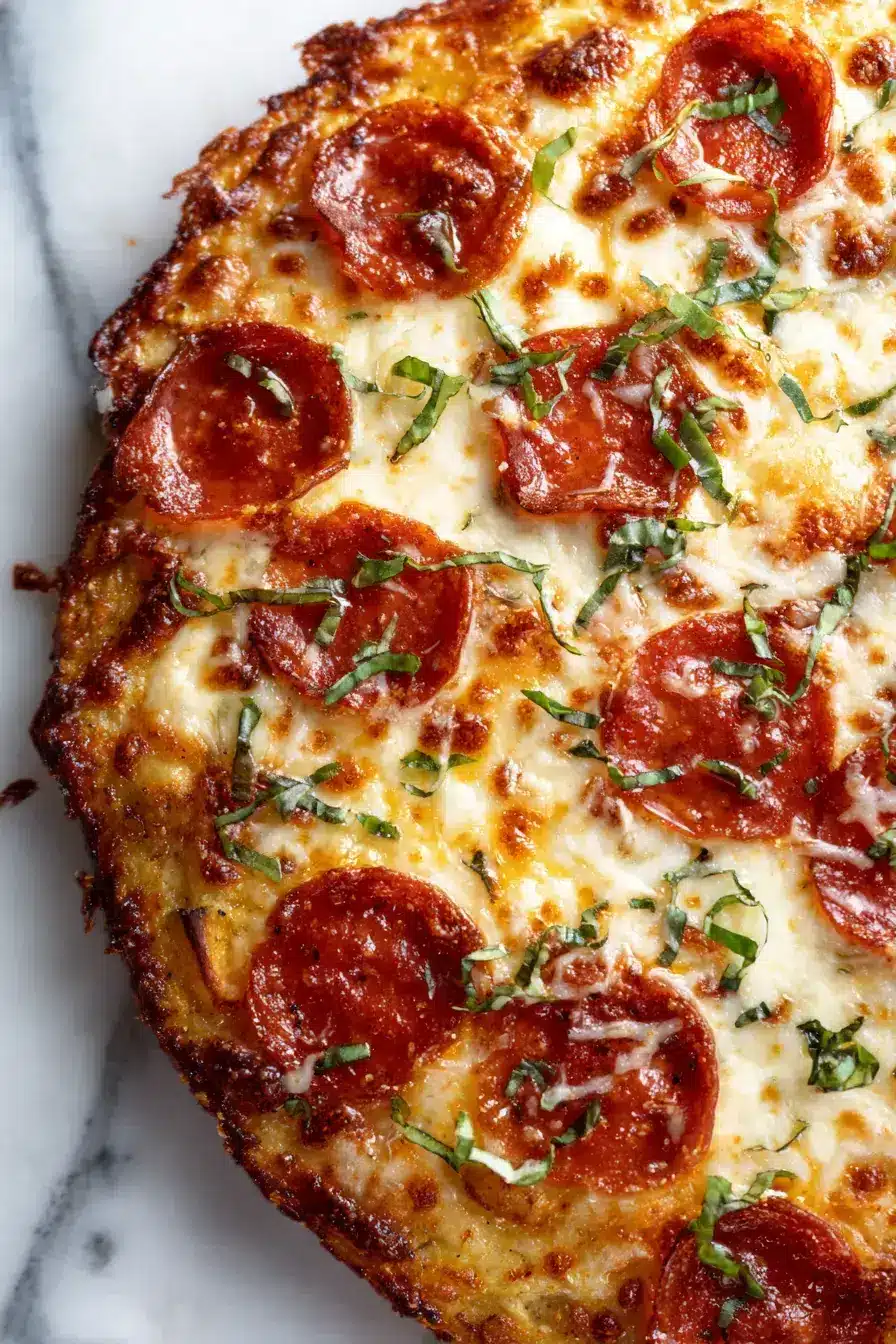 Chicken Crust Pizza serving presentation