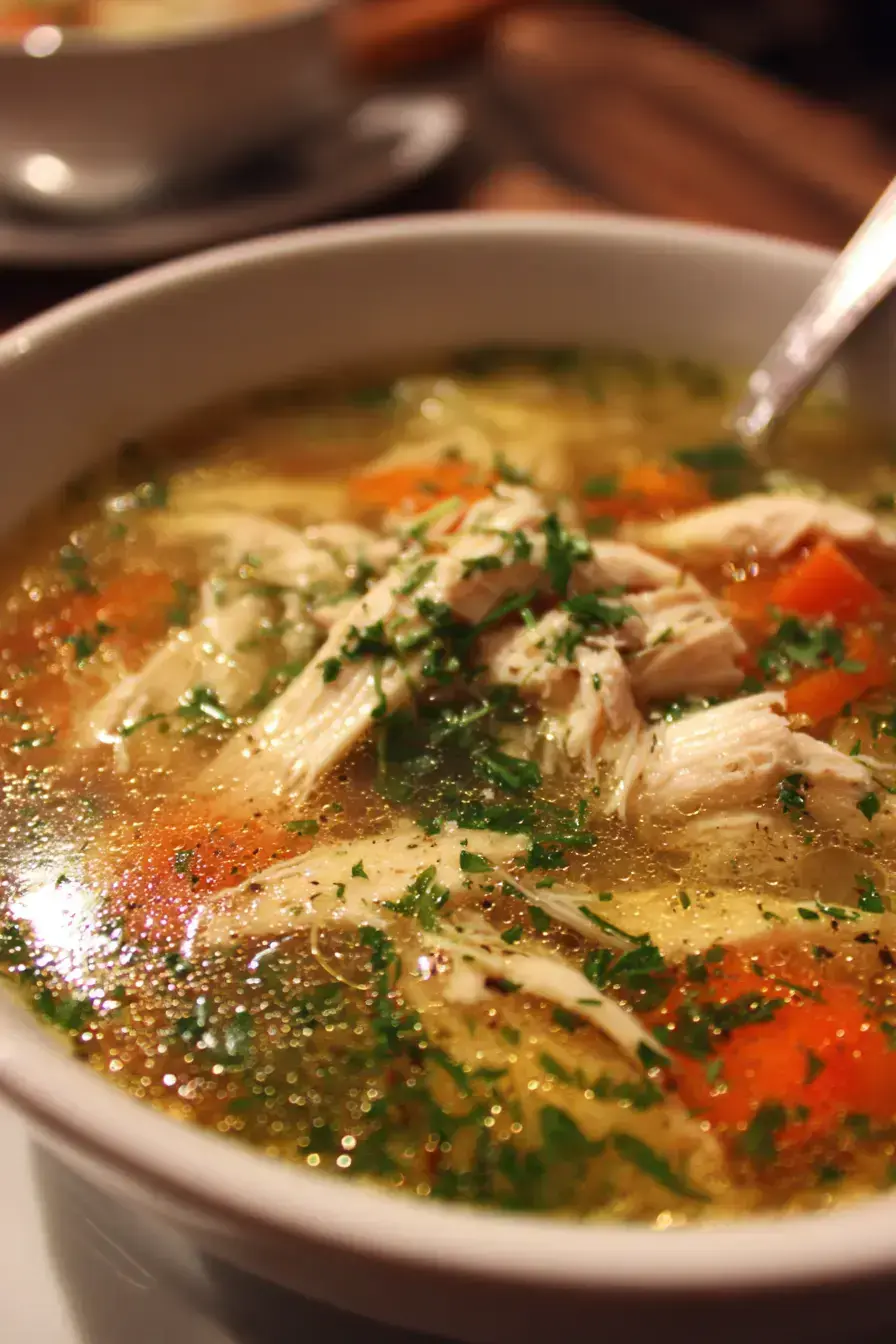 Chicken Soup Recipe serving presentation