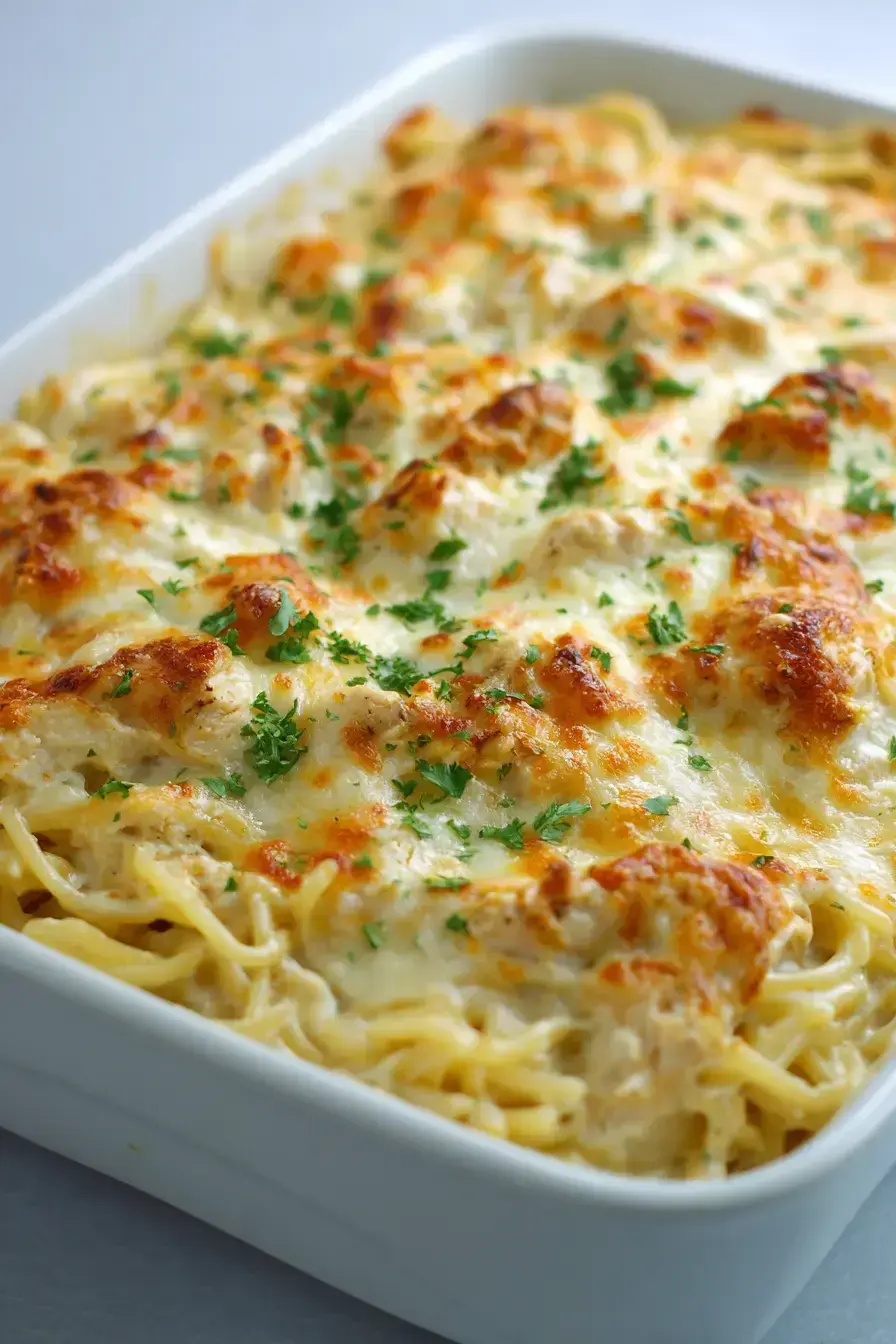 Chicken Tetrazzini serving presentation