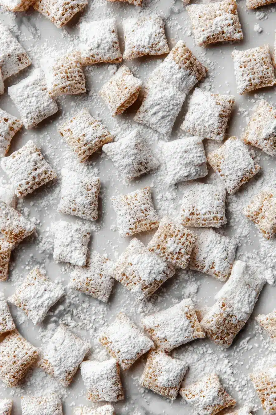 Christmas Puppy Chow serving presentation